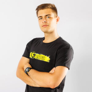 Majica GERMA z rumenim logotipom, 100 % bombaž, udobna